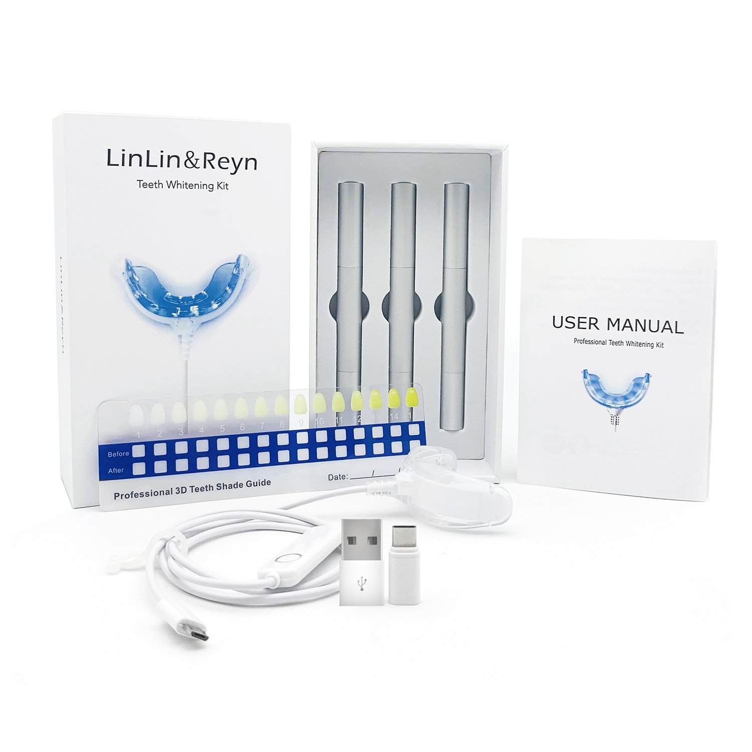Phone-Connected LED Whitening System with Triple Gel Pens