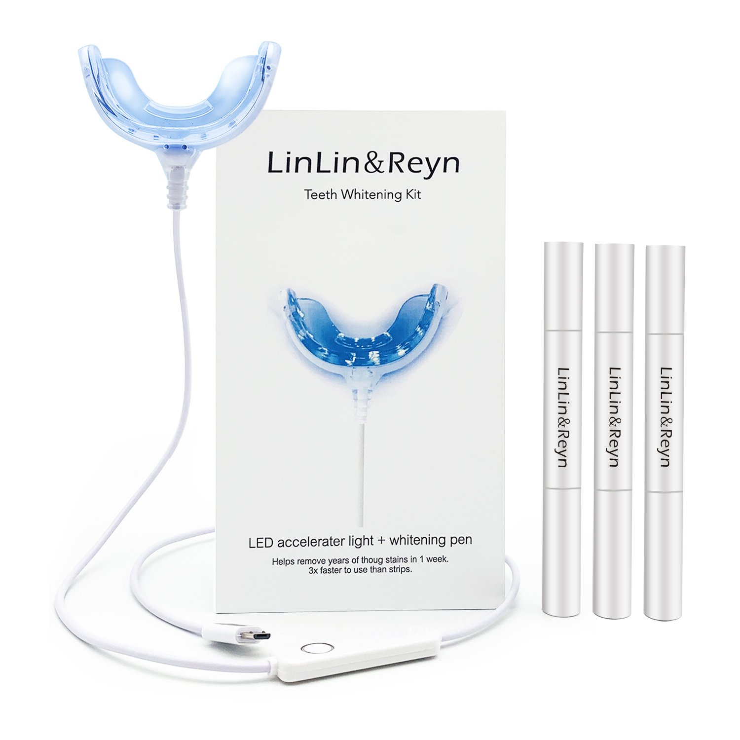 Smartphone-Connected LED Whitening System with Triple Gel Pens