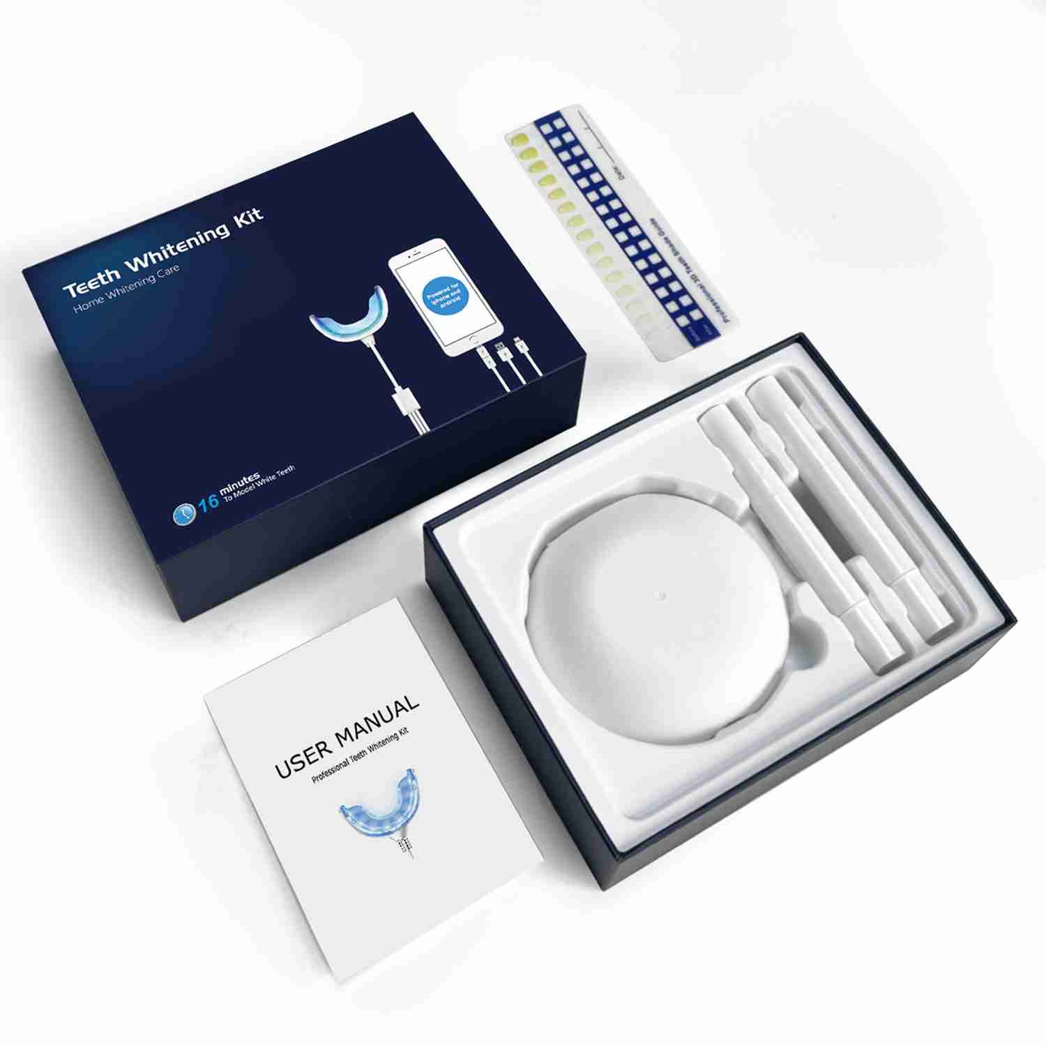 Smartphone-Powered LED Whitening Kit with Dual Precision Pens