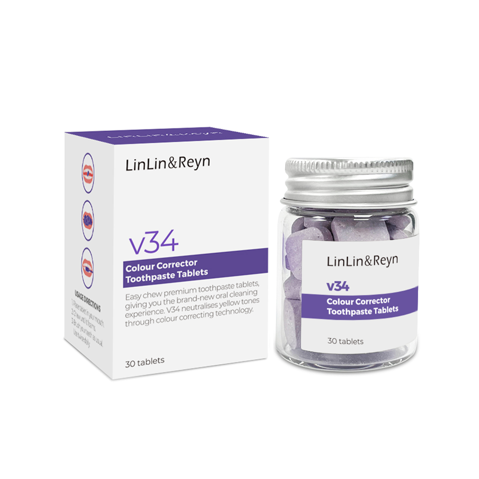 V34 Purple Color-Correcting Toothpaste Tablets – Vegan Formula