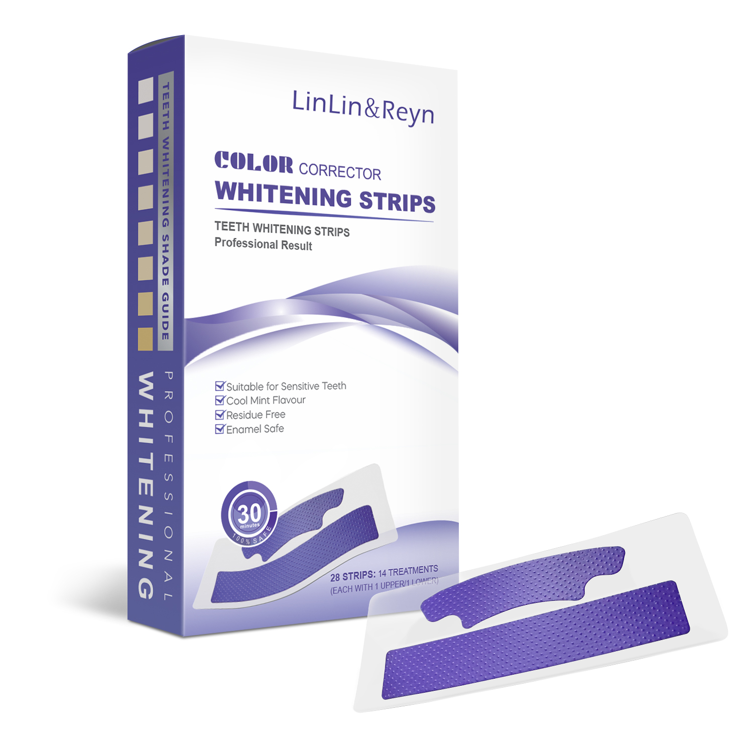 V34 Color-Correcting Purple Whitening Strips – 14-Day Treatment