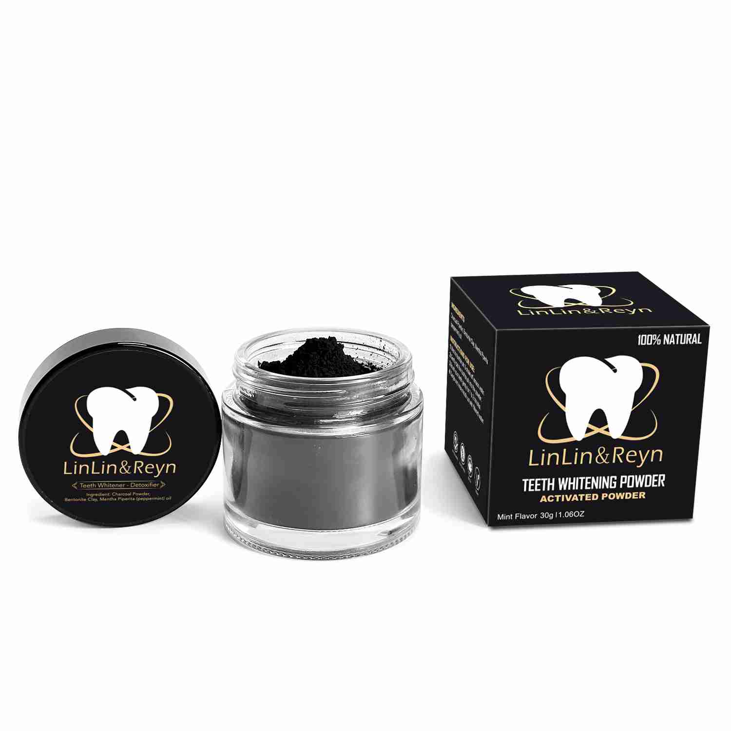 Activated Coconut Charcoal Whitening Powder with Bentonite Clay