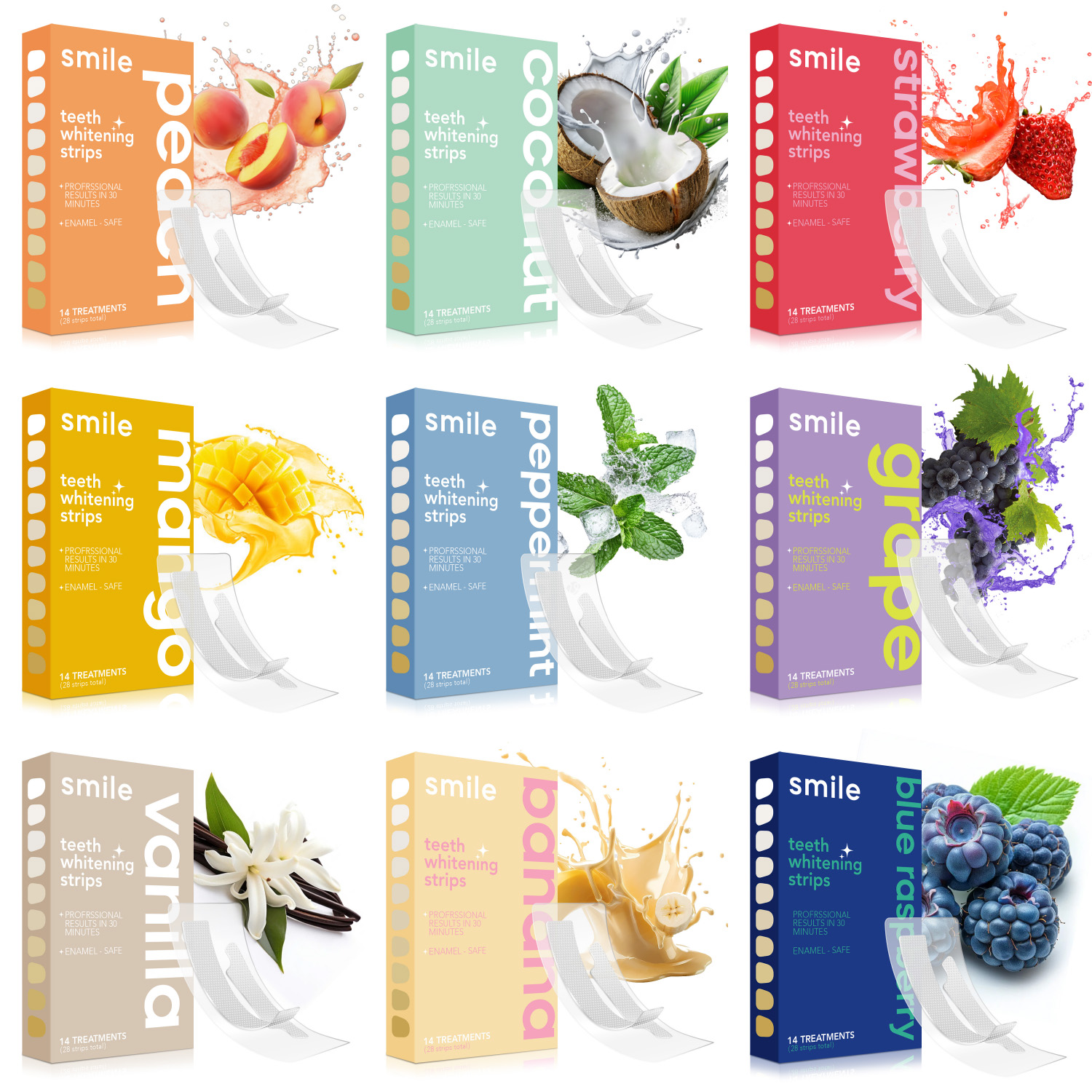 Fruity Vegan Whitening Strips for Sensitive Teeth – Multi-Formula Private Label