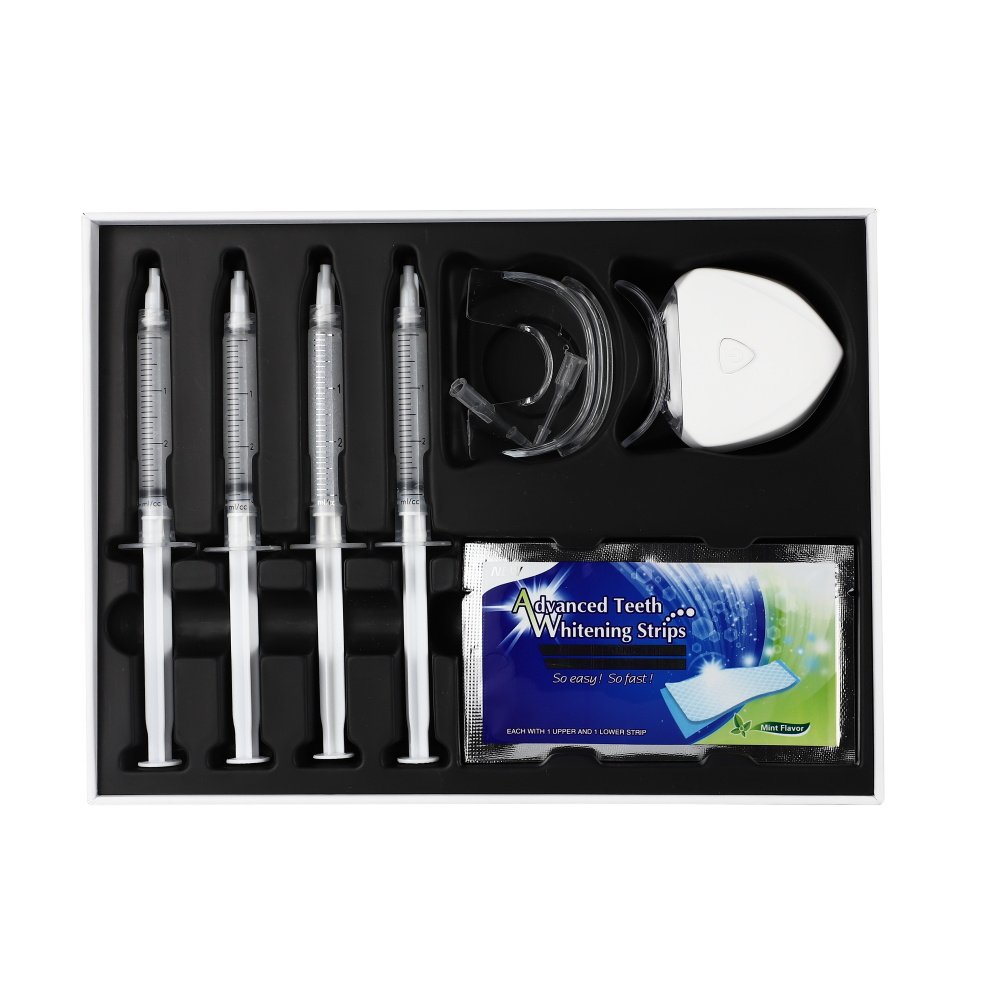 Multi-Formula Gel Syringe Whitening System with LED Accelerator and Strips